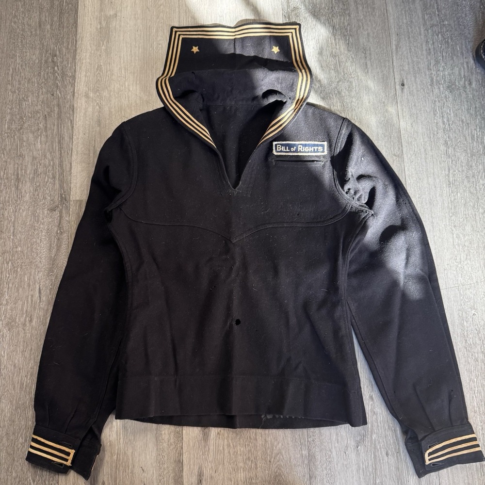 Vintage 1977 Naval Clothing Factory Uniform Top Bill of Rights Patch